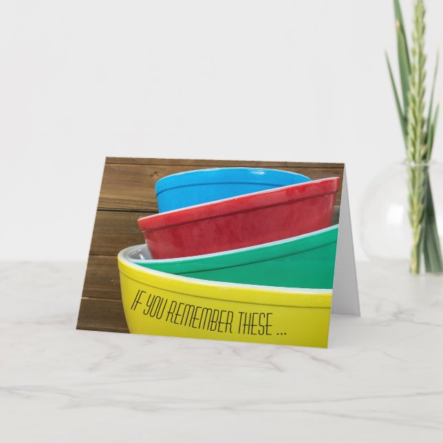 Carte Anniversaire des cuvettes de mixage rétro (Devant)