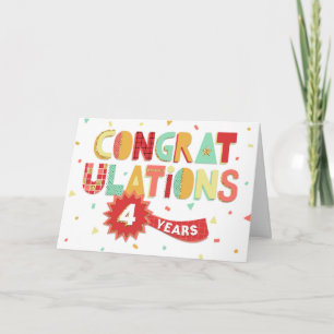 Carte Anniversaire des employés 4 ans Fun Félicitations