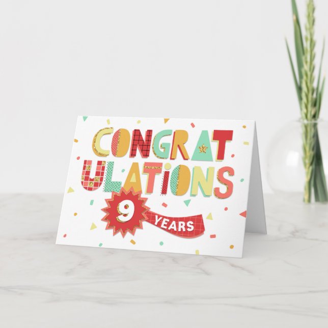 Carte Anniversaire des employés 9 ans Fun Félicitations (Devant)