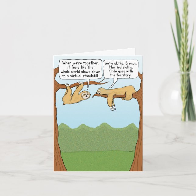 Carte Anniversaire des fentes mariées mignonnes et amusa (Devant)