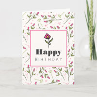 Anniversaire des Fleurs sauvages roses et verts