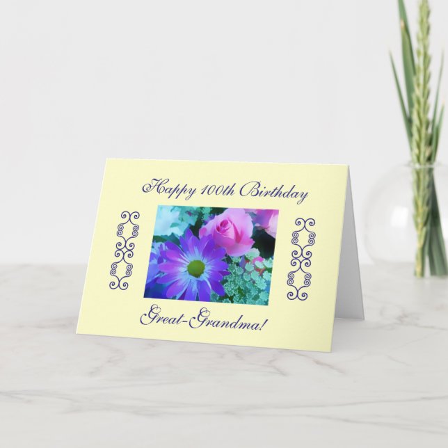 Carte anniversaire des Grand-grand-mamans le 100th (Devant)