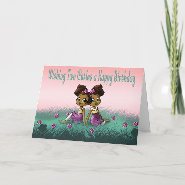 Carte Anniversaire des jumeaux afro-américains (Devant)