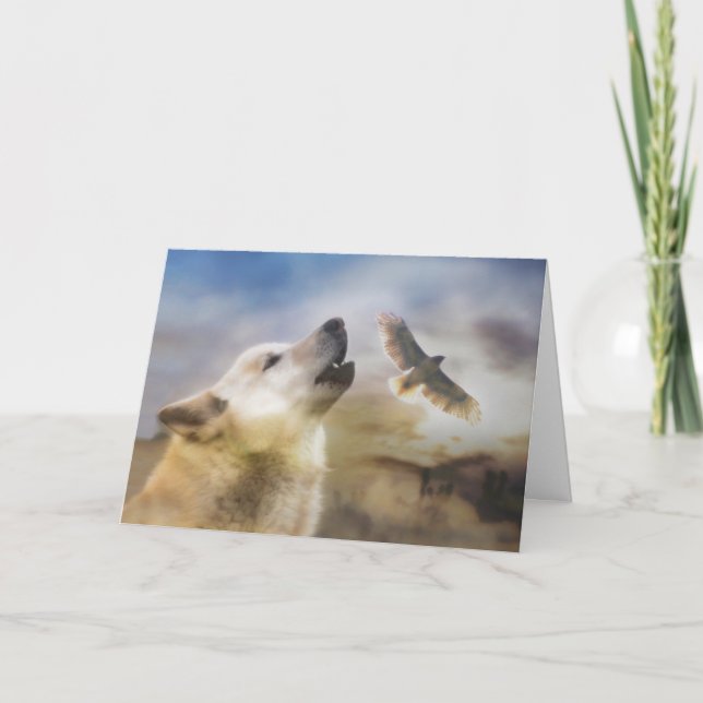 Carte Anniversaire des loups et des faucons (Devant)
