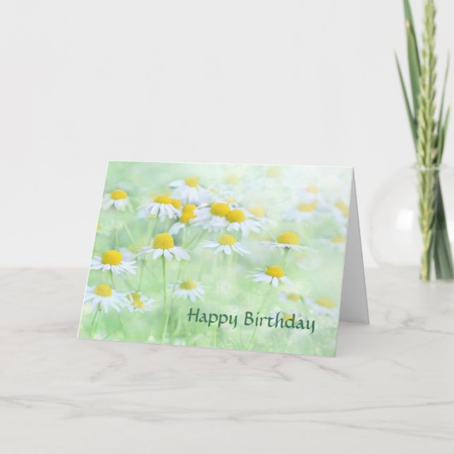 Carte Anniversaire des marguerites blanches jaunes (Devant)