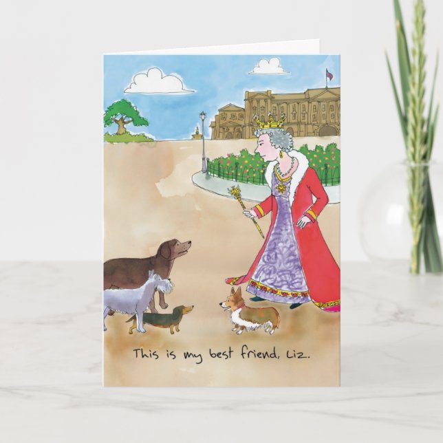 Carte Anniversaire des meilleurs amis - Corgi et Liz (Devant)