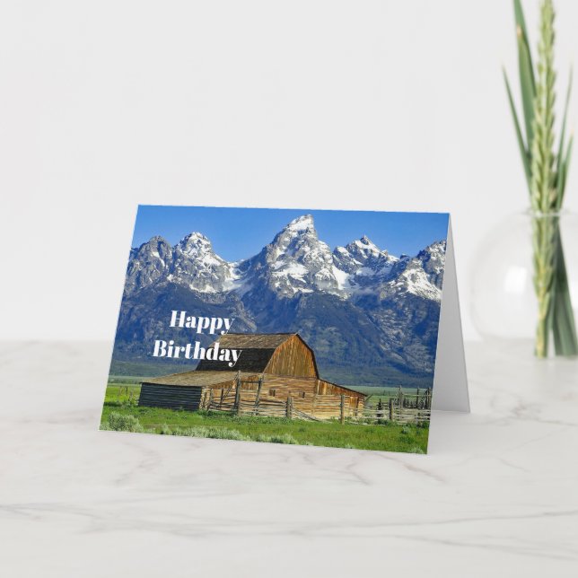 Carte Anniversaire des montagnes Rustic Barn (Devant)