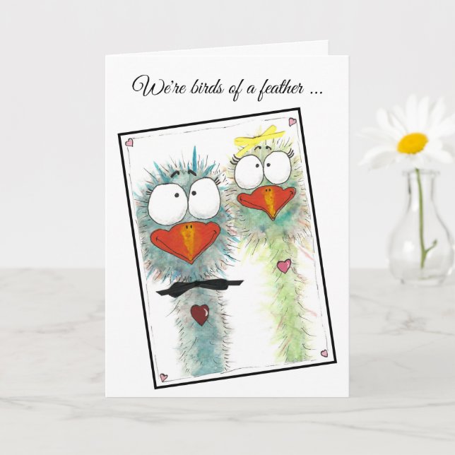 Carte Anniversaire des oiseaux Whimsical Watercolo (Petite plante)