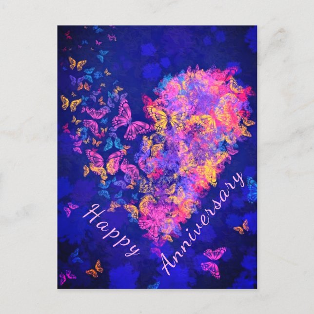 Carte Anniversaire des papillons cardiaques (Devant)
