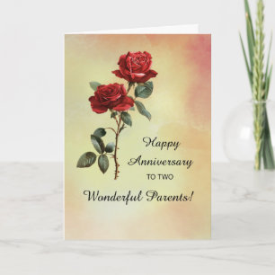 Carte Anniversaire des parents Mariages Belles Roses rou