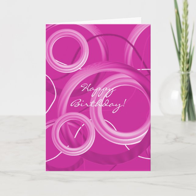 Carte Anniversaire des perles roses modernes (Devant)