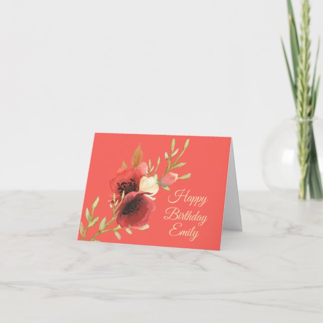 Carte Anniversaire des Poppies d'aquarelle (Devant)