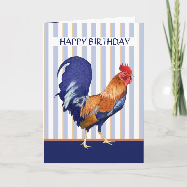 Carte Anniversaire des rayures de coq (Devant)