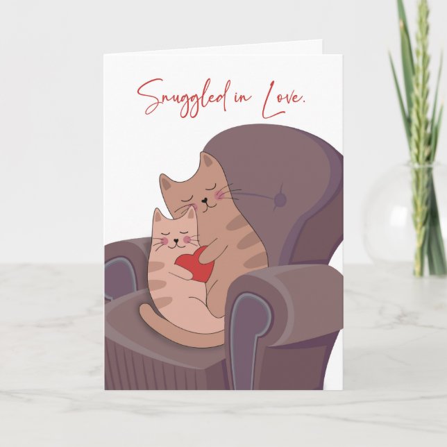 Carte Anniversaire deux chats Whimsical battus dans l'am (Devant)