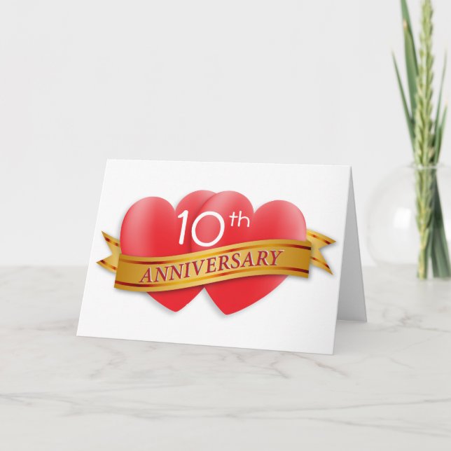 Carte Anniversaire deux coeurs (Devant)