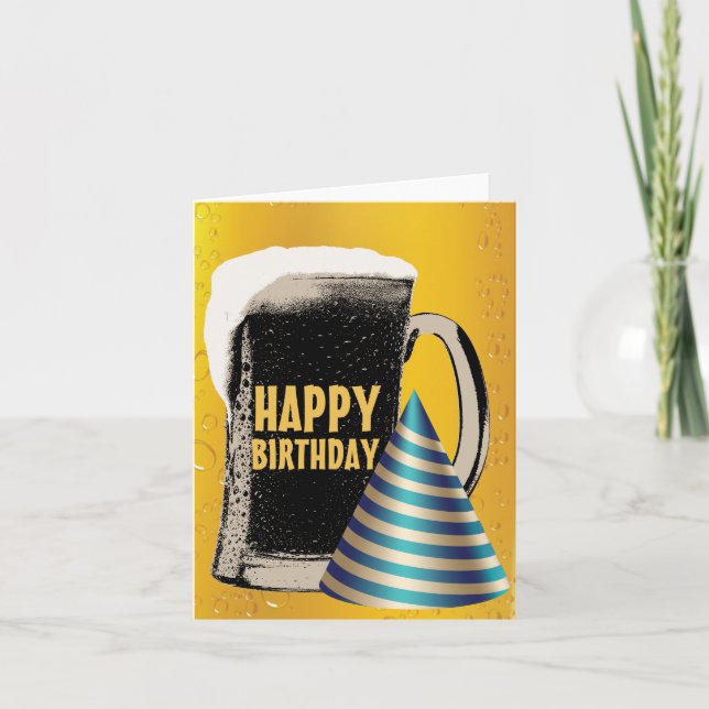 Carte Anniversaire d'heure heureuse de bière joyeux (Devant)