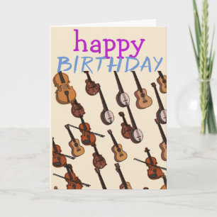 Carte Anniversaire d'instruments ficelé par musicien