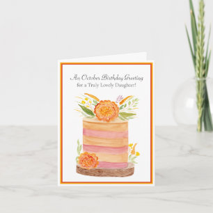 Carte Anniversaire d'octobre de fille avec des Soucis su