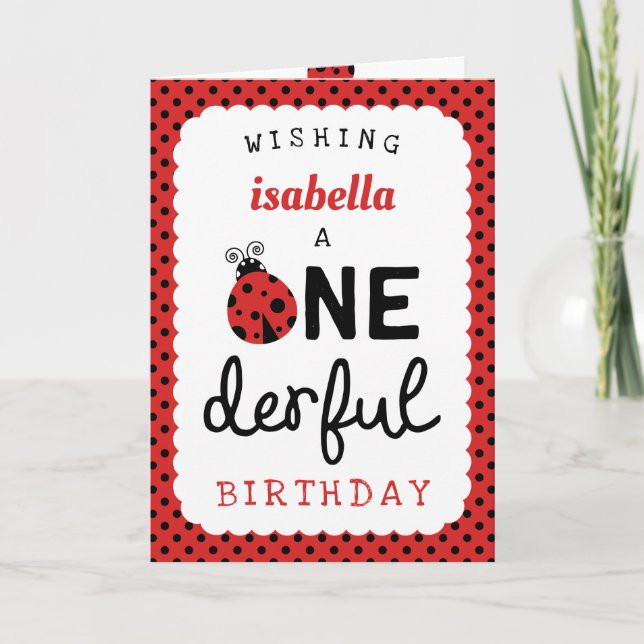 Carte Anniversaire d'Onederful de coccinelle (Devant)