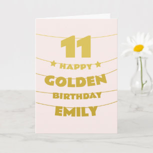 Carte Anniversaire d'or, 11 ans le 11, sur mesure