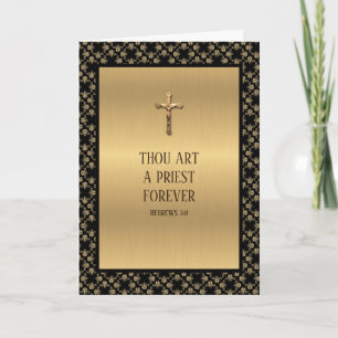 Carte Anniversaire d'ordination de prêtre catholique Cru