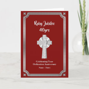 Carte Anniversaire d'ordination Jubilé RUBY Prêtre 40e