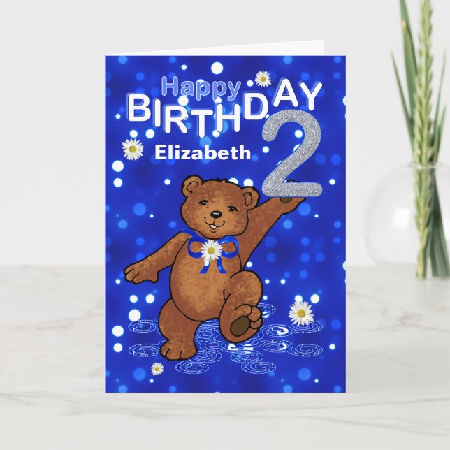 Carte Anniversaire d'ours de nounours de danse 2ème pour (Devant)