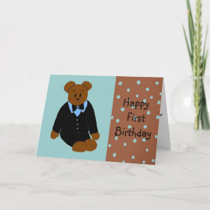 Carte Anniversaire d'ours de smoking premier