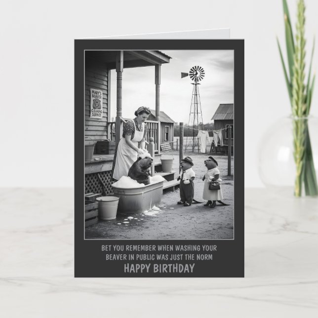 Carte Anniversaire Drôle de Castor (Devant)