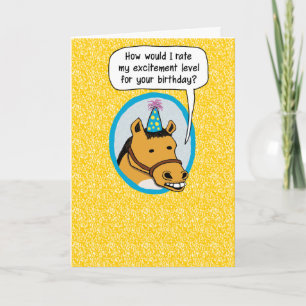 Carte Anniversaire drôle de cheval excité