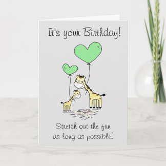 Carte Anniversaire drôle de Giraffe animal
