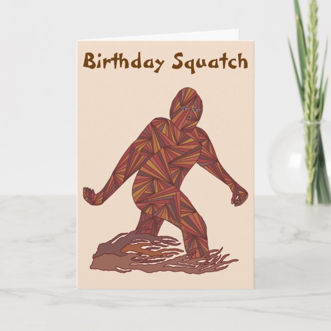 Carte Anniversaire drôle de marche Squatch de Bigfoot (Devant)