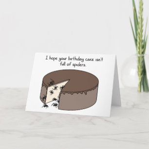 Carte Anniversaire drôle: Gâteau plein d'araignées