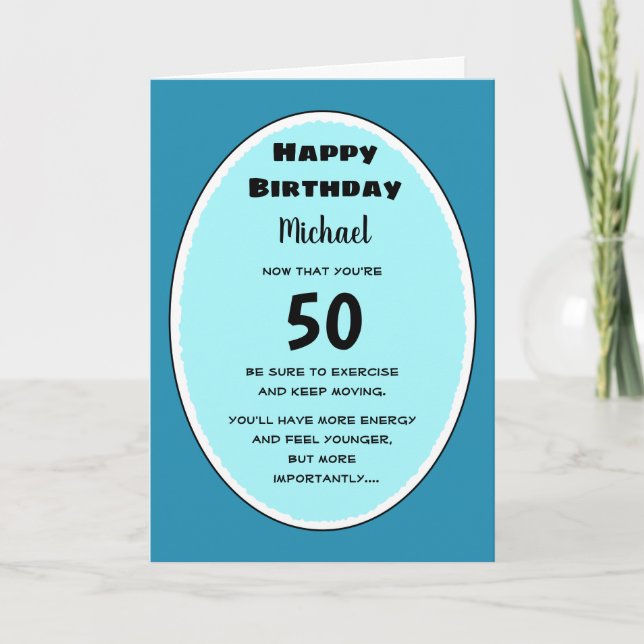 Carte Anniversaire drôle pour lui Ajouter Nom et salutat (Devant)