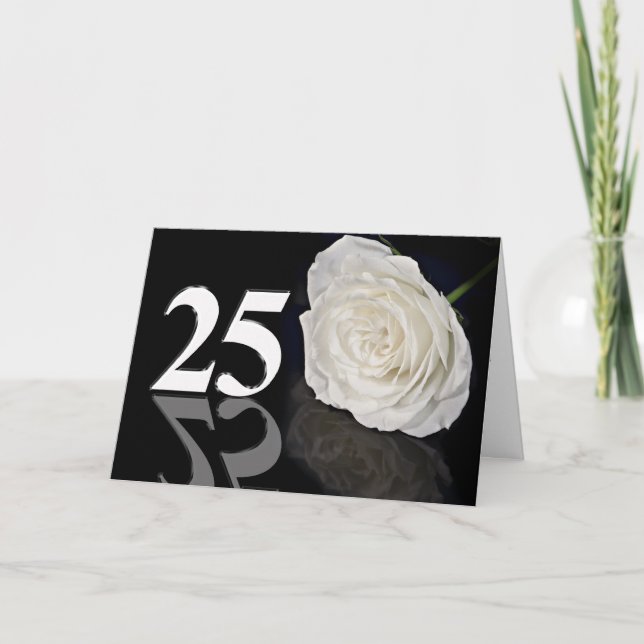 Carte anniversaire du 25e anniversaire avec une ro (Devant)