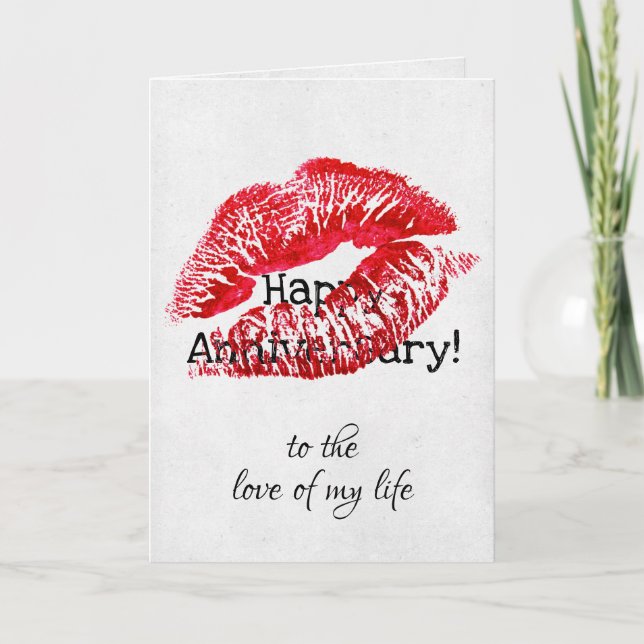 Carte anniversaire du baiser rouge à lèvres (Devant)