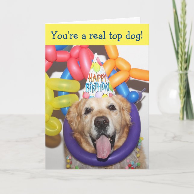 Carte Anniversaire du ballon Golden Retriever (Devant)
