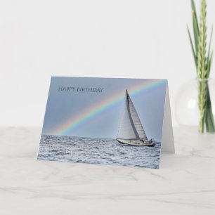 Carte Anniversaire du bateau à voile et de l'arc en ciel