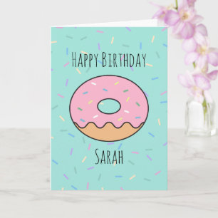 Carte Anniversaire du beigne rose