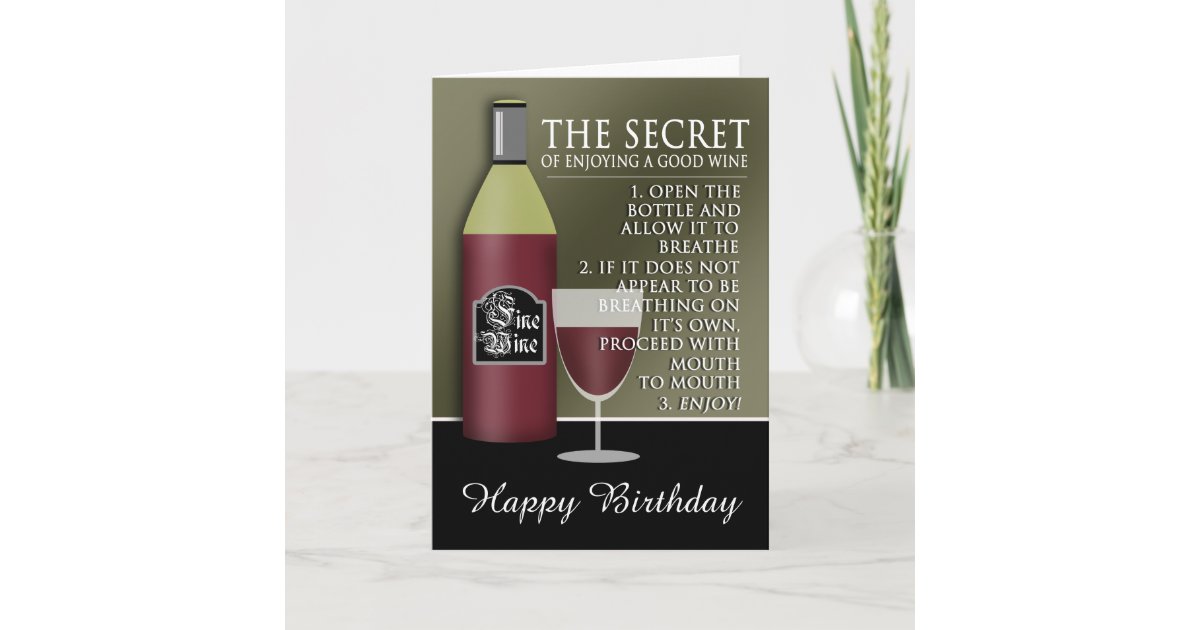 Carte Anniversaire Du Bon Vin Zazzle Ca