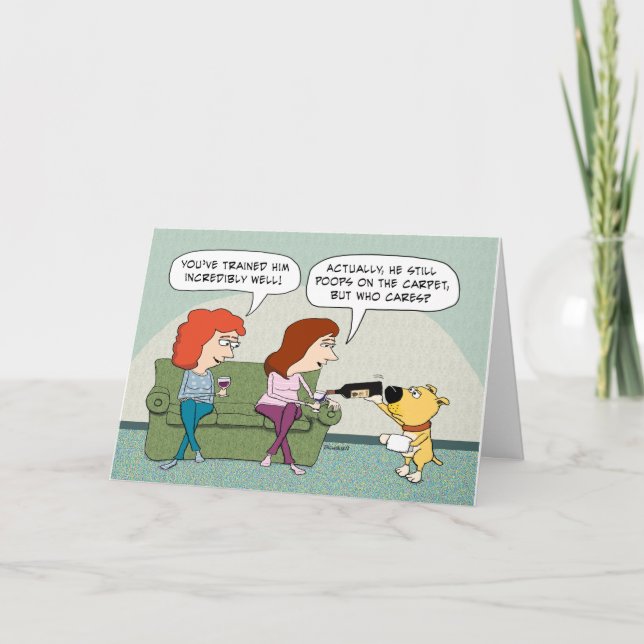 Carte Anniversaire Du Chien Qui Sert Le Vin, Bien Entraî (Devant)