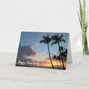 Carte Anniversaire du coucher de soleil de Maui et des p