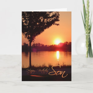 Carte Anniversaire du coucher du soleil pour son
