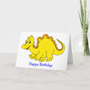 Carte Anniversaire du dinosaure jaune souriant