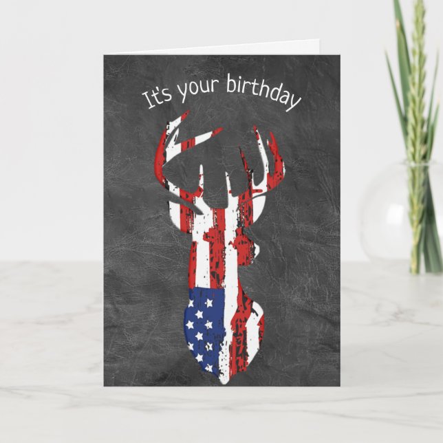 Carte Anniversaire du Drapeau américain (Devant)