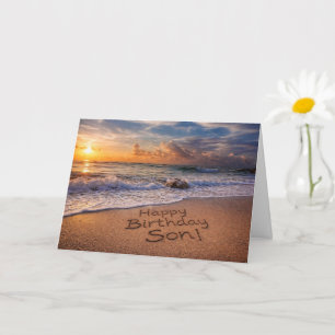 Carte Anniversaire du fils Coucher de soleil sur la plag