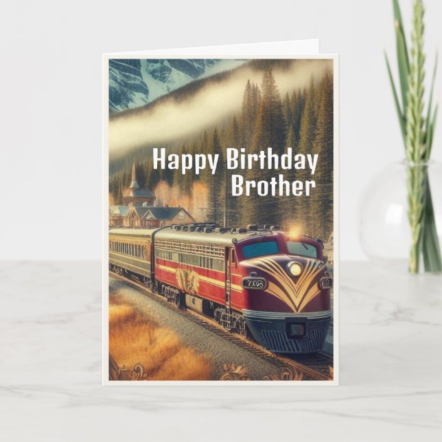 Carte Anniversaire du Frère du Train Art Déco vintage (Devant)
