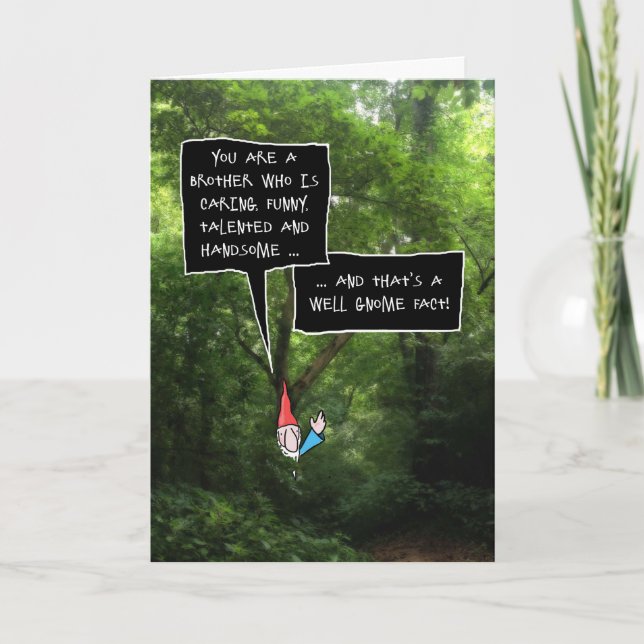 Carte Anniversaire du frère, nome humoristique en forêt (Devant)