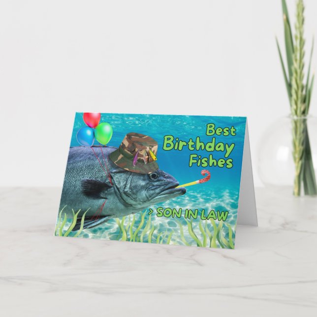 Carte Anniversaire du Gendre Poisson Prêt à Faire la Fêt (Devant)