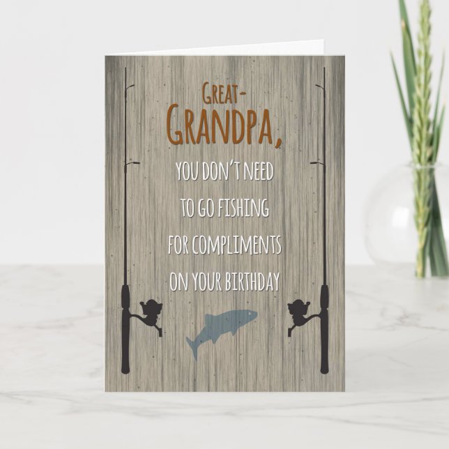 Carte Anniversaire du Grand-Grand-Père, pêche pour compl (Devant)